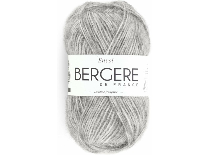 Bergère de France - ENVOL - Pelote de laine à tricoter et cochet (45g) 23% laine - 4,5 mm - Fil fantaisie rond et brillant - Gris (GRIS)