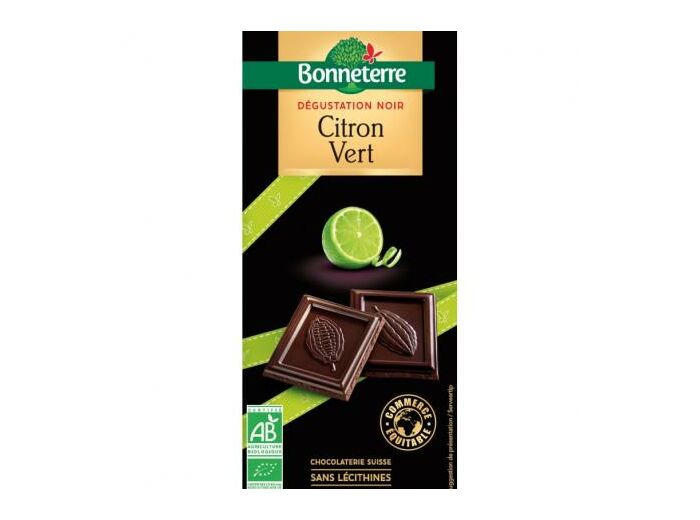Chocolat Noir aux Cristaux de Citron Vert Bio 90g Abc bio Marly