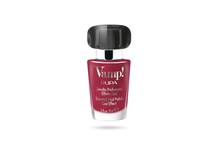 Vernis Vamp! rouge paillleté 320 Pennyblack Pupa-Algue Marine.