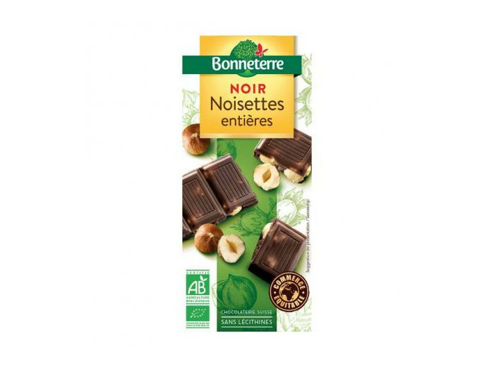Tablette chocolat noir noisettes entières 200g Abc bio Marly