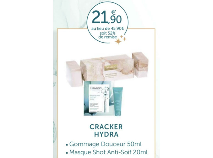 Cracker hydra gommage douceur+ masque shot anti-soif Thalgo-Algue Marine.