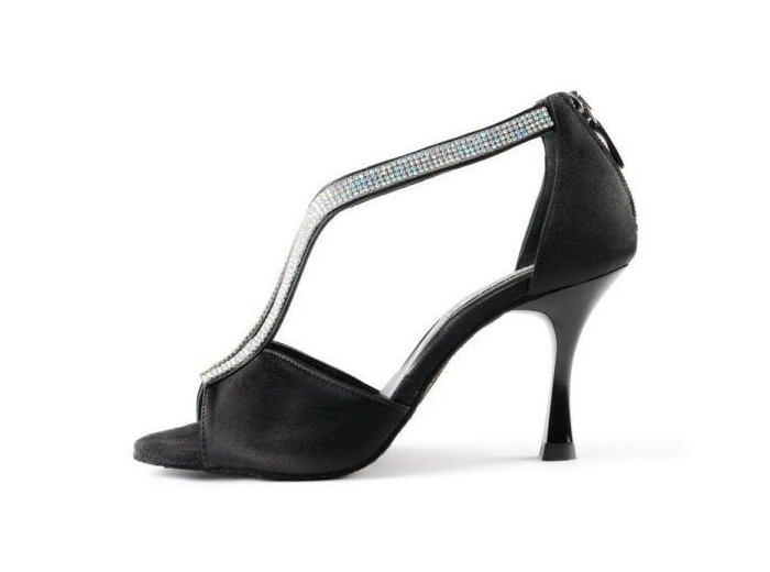 PD806 - Chaussures femme avec double Salomé strassés brillant blanc - Portdance