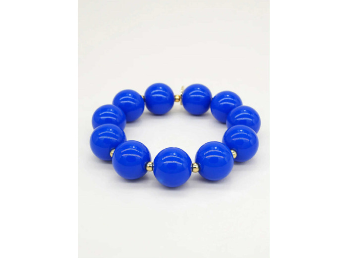 Bichou perles rondes colorées et dorées - Bleu