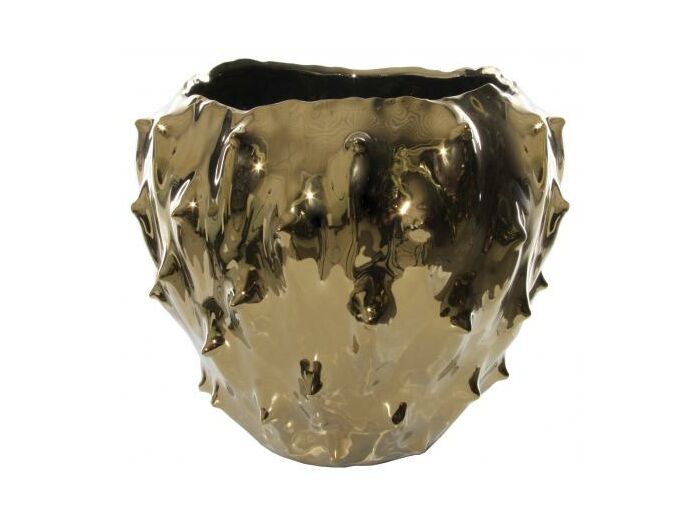 vase en céramique dorée à épines
