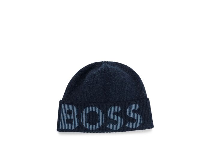 Bonnet à revers logo BOSS marine