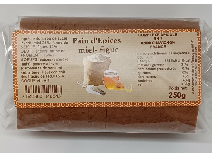 Pain d'épices miel-figue de 250g, en tranche