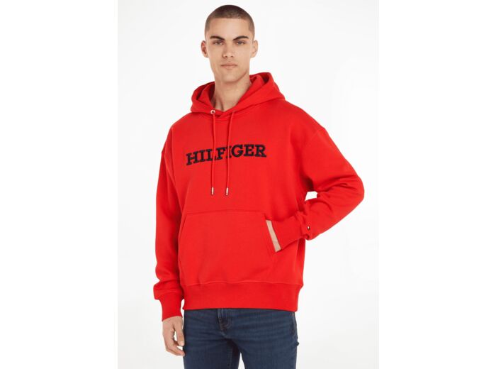 Sweat à capuche Tommy Hilfiger oversize rouge en coton bio