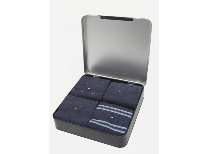 Coffret 4 paires de chaussettes Tommy Hilfiger bleues