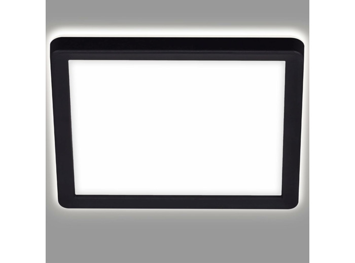 BRILONER - Plafonnier à LED à lumière indirecte, plat, couleur de lumière blanc neutre, lampe à LED, plafonnier à LED, lampe de salon, éclairage de plafond, 19x19x2,8 cm, noir