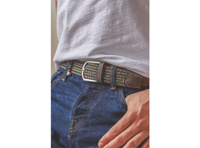 Ceinture tressée Billybelt verte et orange en cuir