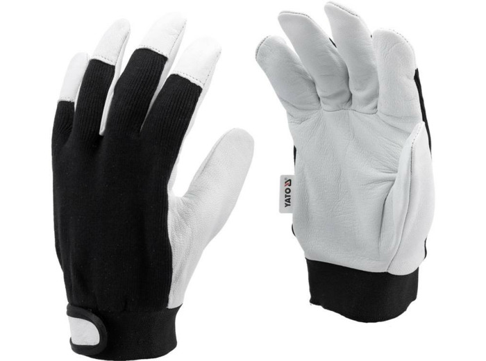 Gants de travail en cuir et coton taille 9 - YT-746391