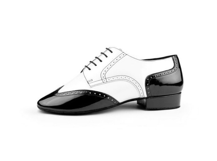 PD042 - Chaussures de tango en vernis noir et blanc - PortDance