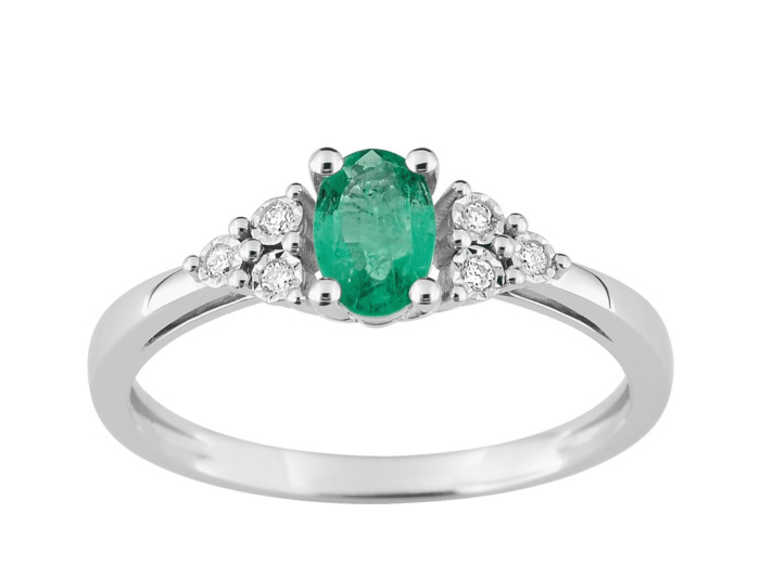 Bague or émeraude et diamants