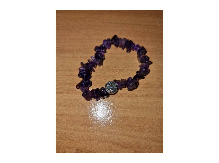 Bracelet perles chips améthyste fait main