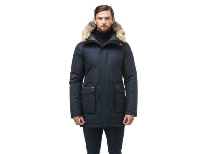 Parka à capuche fourrure Yves Nobis marine