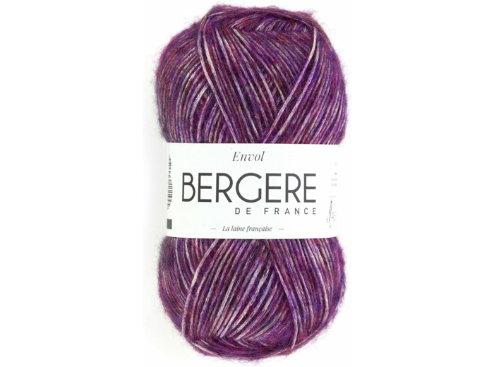Bergère de France - ENVOL - Pelote de laine à tricoter et cochet (45g) 23% laine - 4,5 mm - Fil fantaisie rond et brillant - Violet (VIOLET)