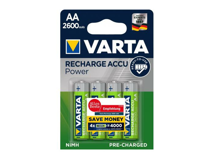 Blister 4 accus LR6 1.2V 2600mAH NIMH VARTA