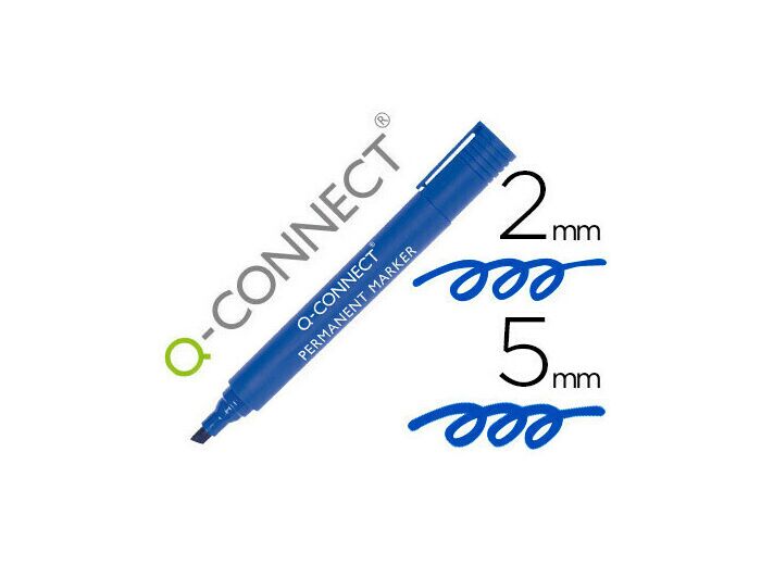 Marqueur bleu permanent  Q CONNECT permanent pointe biseautée  tracé 5mm