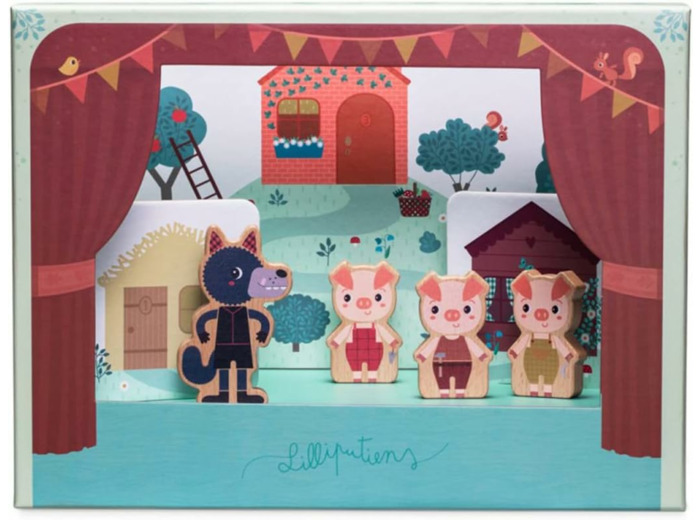 Théâtre de marionnettes magnétique Le loup et les 3 petits cochons - Lilliputiens