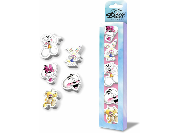 DIDDL - Set gommes 3D Diddl - 5 Gommes Originales Trop Mignonnes - Accessoires Papeterie Rigolos et Colorés - Idée Cadeau Mignonne Enfant & Fan Nostalgique des Années 90