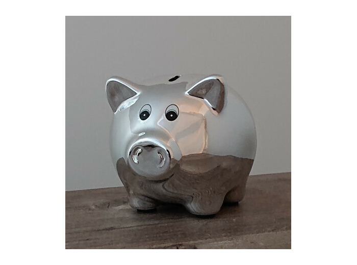 Tirelire cochon argenté - Zen Deco