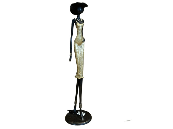 SCULPTURE BRONZE FEMME CHAPEAU  - 55 CM -