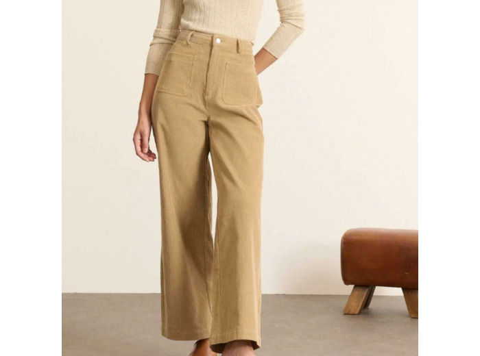 PANTALON VELOURS TORRES BEIGE - GARANCE