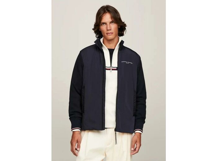 Sweat zippé Tommy Hilfiger marine en coton bio