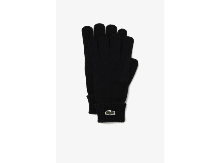 Gants unisexes Lacoste noirs en laine