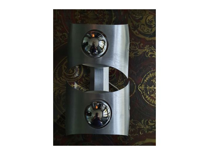 Applique vintage 2 ampoules 70's alu brossé