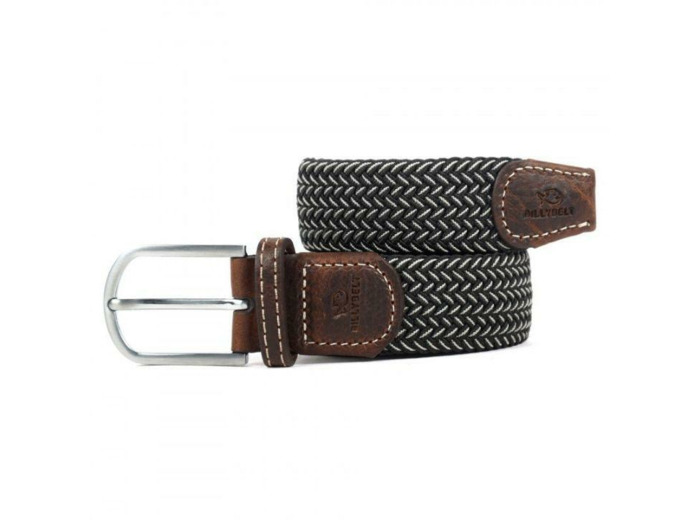 Ceinture tressée bicolore Billybelt noire et blanche en cuir