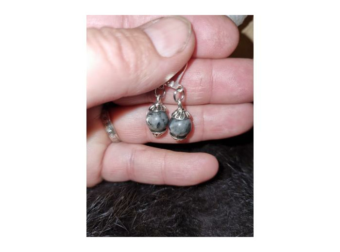 boucles d'oreilles dormeuses cordiérite, fait main