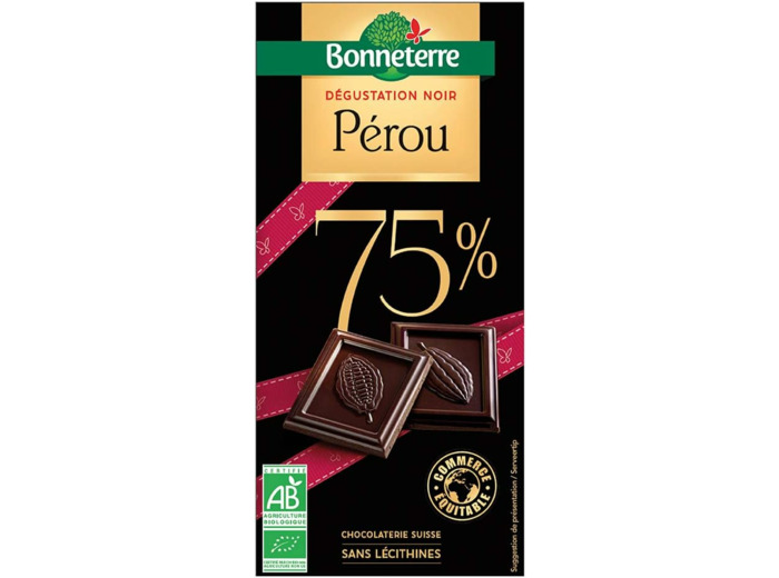 BONNETERRE Chocolat noir dégustation 75% Pérou 100G Bio