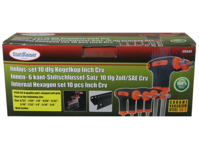 09548 - 10 Clé T-Grip Allen six pans sur support