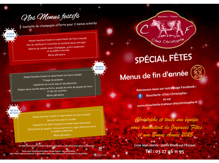 Menues pour les fêtes - Traiteur