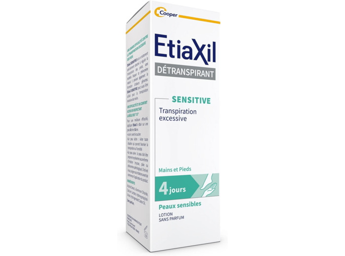 ETIAXIL - Déodorant Détranspirant - Traitement Transpiration Excessive - Pieds - Peaux Sensibles - Lotion Sans Parfum - 100 ml