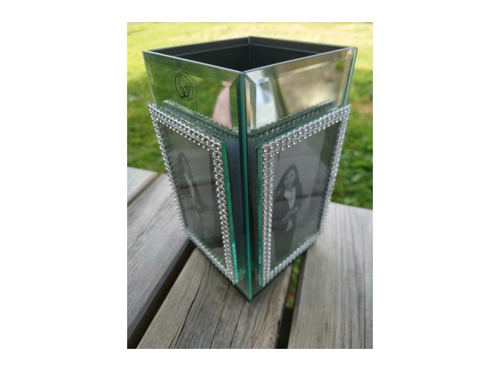 Vase 4 photos miroir strass grand modèle - Zen Deco