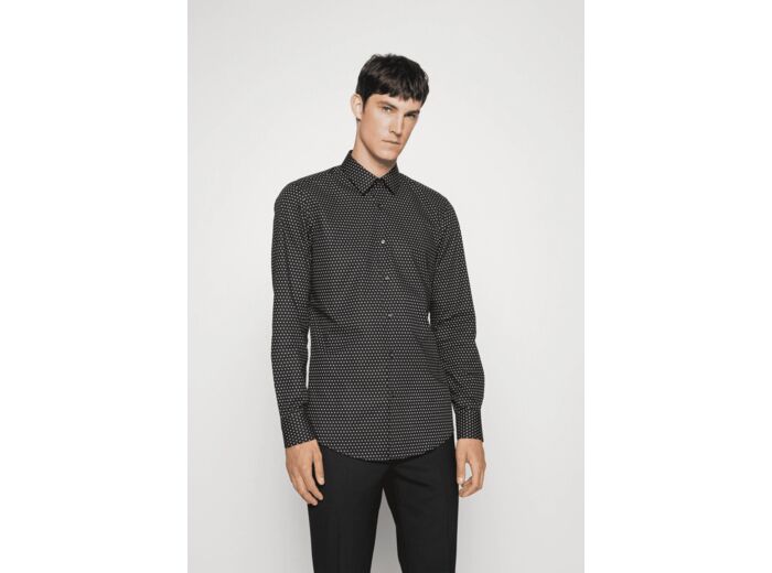 Chemise à motifs BOSS ajustée noire en coton stretch