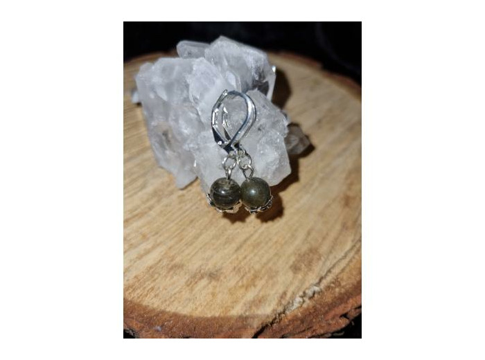 Boucles d'oreilles dormeuses labradorite, fait main