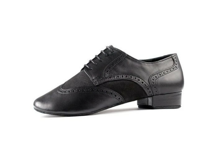 PD042 - Chaussures de tango en vernis nubuck noir et cuir mat noir - PortDance
