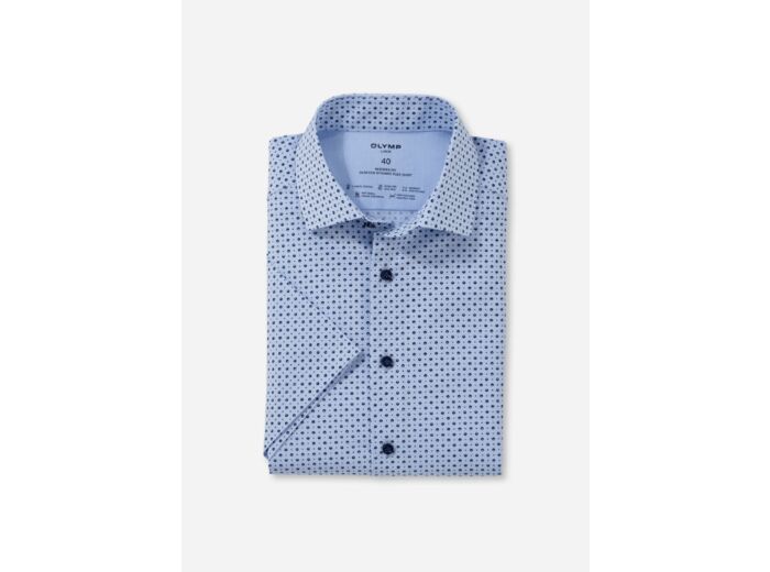 Chemise manches courtes à motifs OLYMP bleue