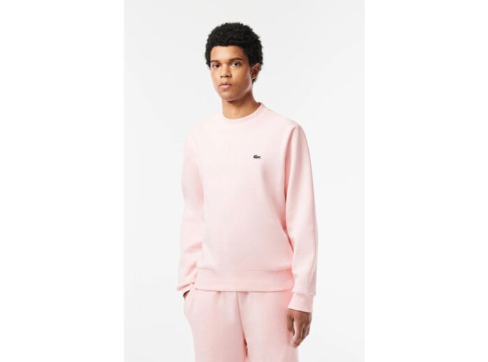 Sweat Lacoste rose en molleton de coton bio