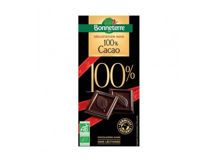 Chocolat Bio  Noir dégustation 100% cacao 80g - Abc bio Marly