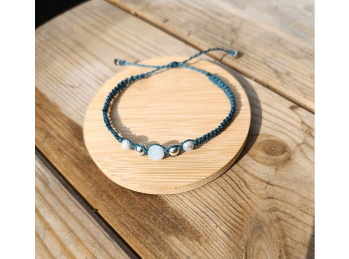 Bracelet Collection ‘’LALY'' - BLEU CANARD - DE FILS ET DE PIERRES REF: 110-4- Sur le trottoir d'en face