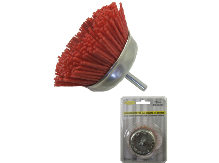 01556 - Brosse nylon 75 mm - Tige 6 mm