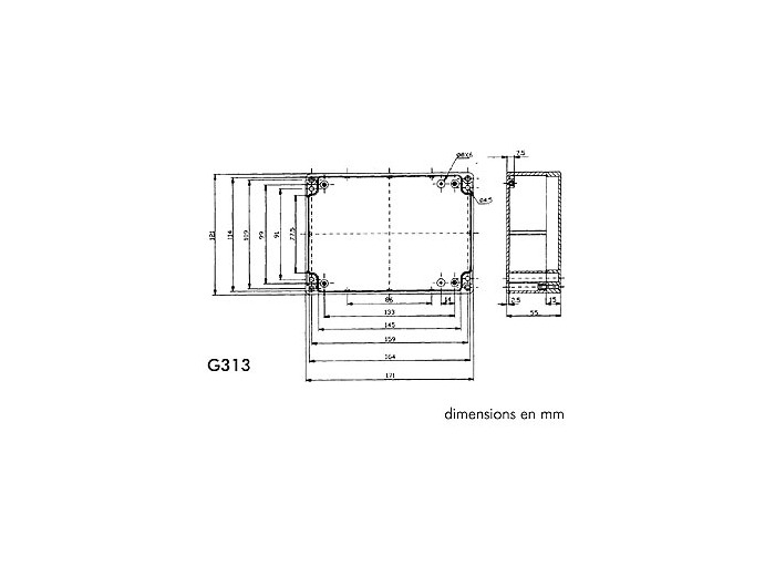 COFFRET ETANCHE EN ABS - GRIS FONCE 171 x 121 x 55mm