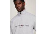 Pull demi zip Tommy Hilfiger gris en coton bio