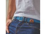 Ceinture tressée bicolore Billybelt bleue et orange en cuir