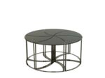 Set de 6 tables Argent/Metal/MDF/Verre