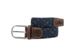 Ceinture tressée bicolore Billybelt bleue et jaune en cuir